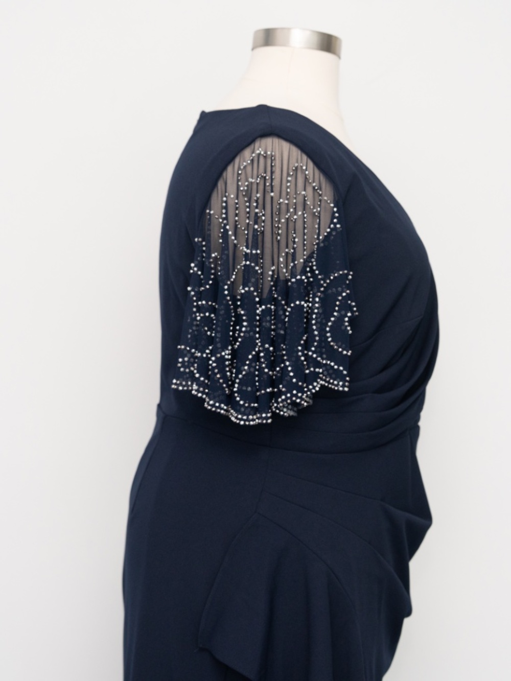 Betsy & Adam - Beaded Sleeve Draped Dress - Picture 13 of 14